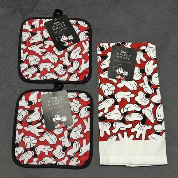 Disney Other - NEW 3pc Disney Mickey Mouse Kitchen Towel and Potholders Set